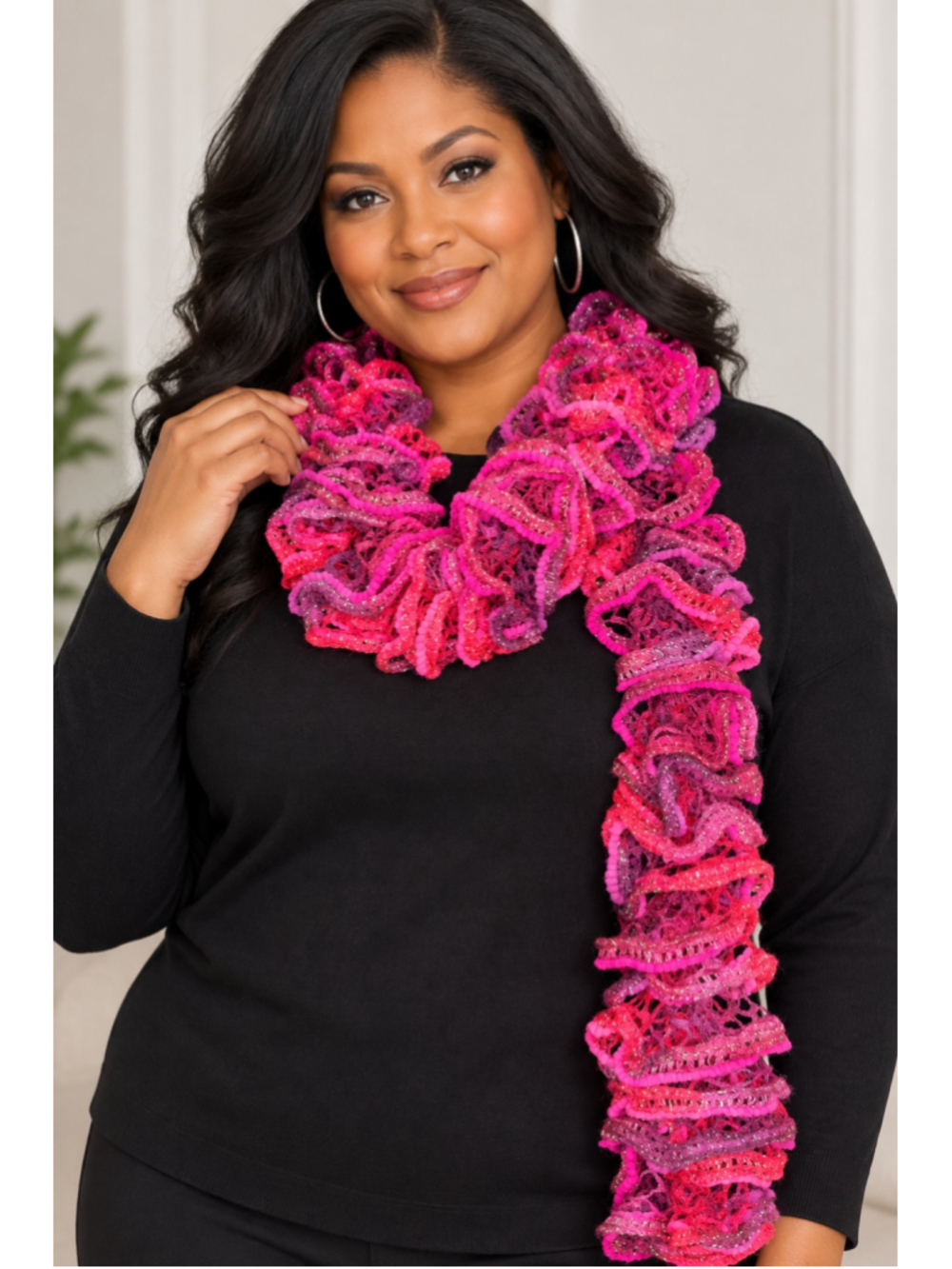 Women's Unbranded Ruffle Scarf One Size Pink Purple